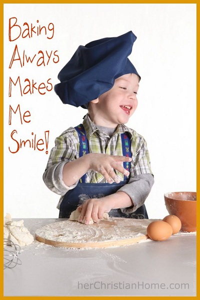 Little boy baking -- baking always makes me smile