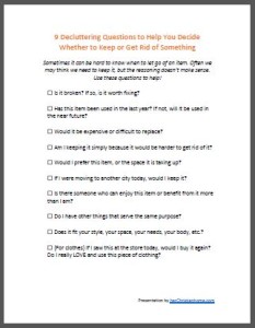 decluttering questions checklist - ecover