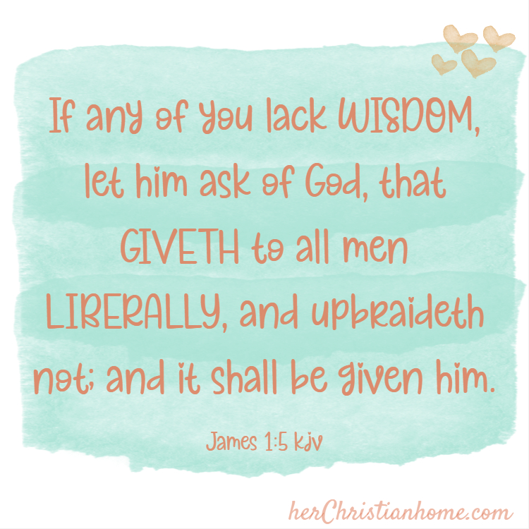 Image text: If any of you lack wisdom, let him ask of God, that giveth to all men liberally, and upbraideth not; and it shall be given him. James 1:5 kjv