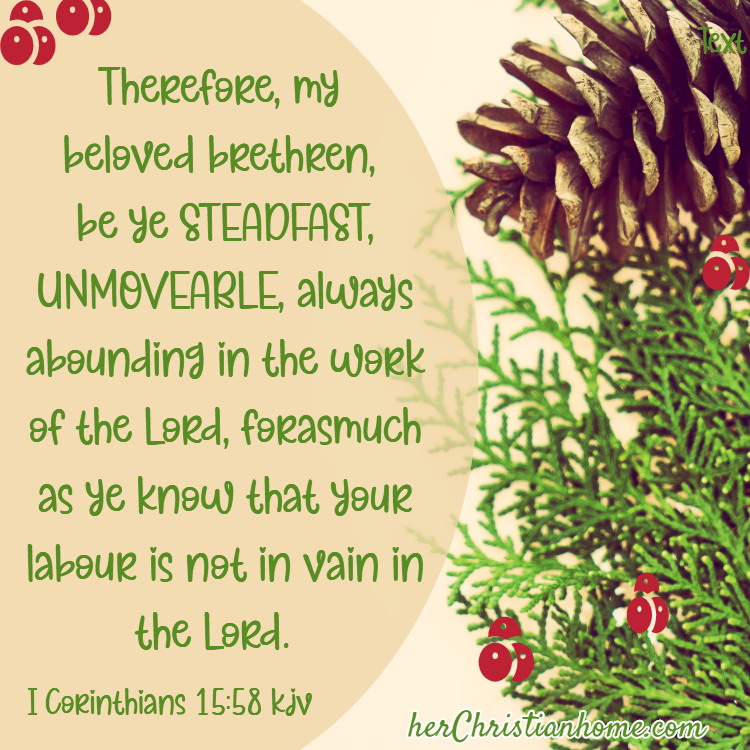 Be ye steadfast unmoveable - bible verse I Corinthians 15:58 kjv