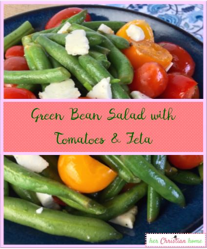 Green Bean Salad with Tomatoes & Feta #veggierecipes #greenbeanrecipes #cleaneatingrecipes