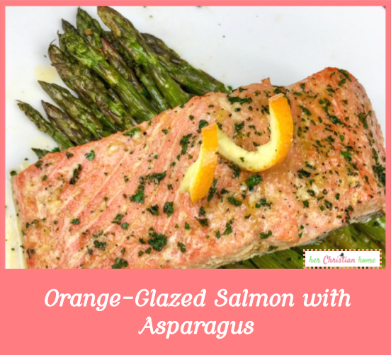 Orange Glazed Salmon with Asparagus #cleaneatingrecipes #salmonrecipes