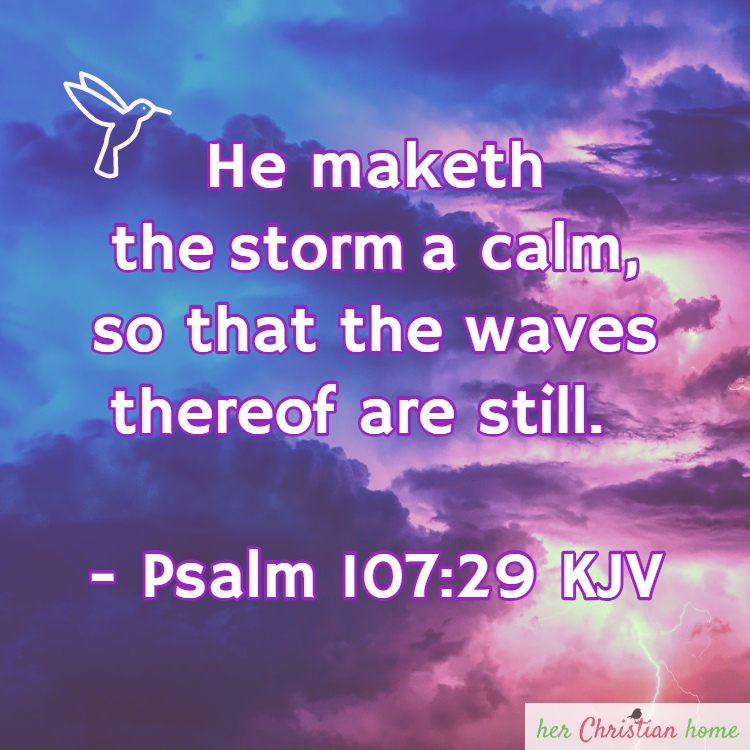 He maketh the storm a calm Psalm 107:29 KJV
