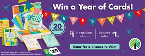 Greeting card sweepstakes and $100 dollar tree gift card giveawy